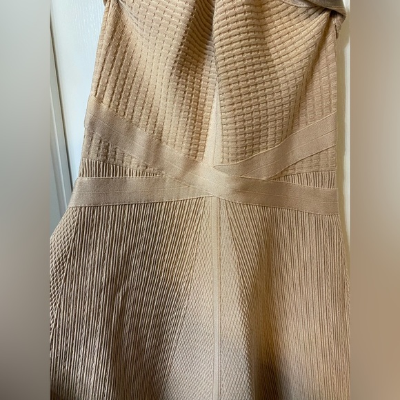 NWT Guess fit and flare cross cross halter skater dress color is champagne gold - Picture 5 of 6